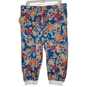 Loudmouth Golf NWT Knickers Rosa Skull Rose Floral Jogger‎ Pants John Daly 34